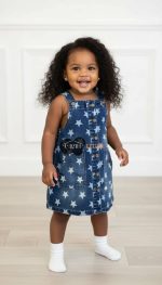 Product star inscribed girls jean denim Dress