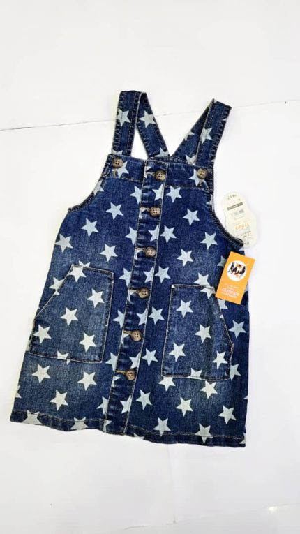 star inscribed girls jean denim Dress
