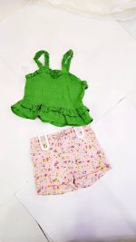 2n1 Girls Strapped hand peplum top with floral short