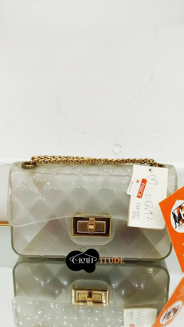 18-1 Vegan women frosted clear jelly crossbody bag - Image 1