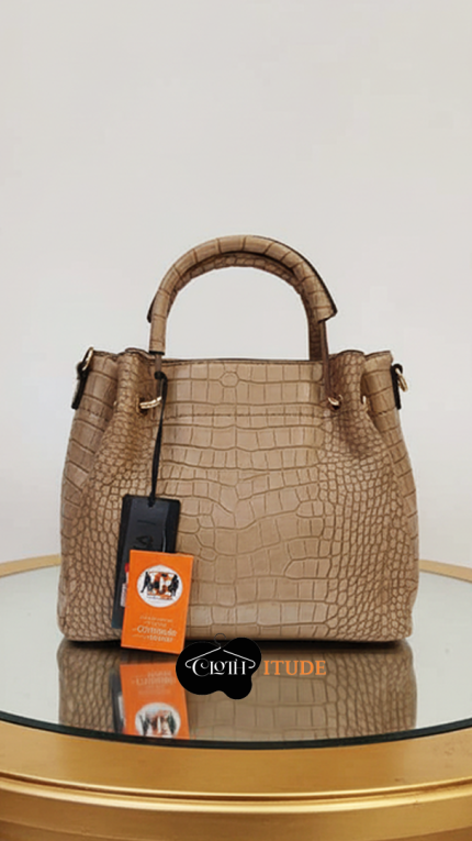 VEGAN crocodile  embossed leather bag.